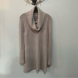 Luxurious 100% Cashmere Oversized Long Gray Cowl Neck Sweater